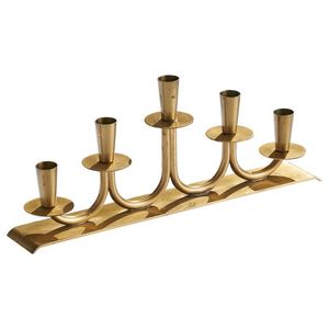 Vieux bougeoir vintage en laiton pur matériel de table de mariage de luxe utilisé avec 5 bras bougeoir - Product Image 3