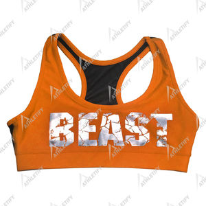 Sujetador deportivo personalizado con espalda cruzada para mujer, Sujetador deportivo atlético de alto impacto, tejido transpirable que absorbe la humedad, producción amigable - Product Image 2