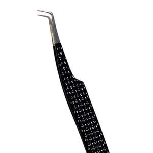 คีมหนีบขนตาสแตนเลสสีดำ90องศามืออาชีพด้ามจับกันลื่นกันแม่เหล็กปลายเรียบ10มม. ความยาวที่กำหนดเอง - Product Image 5