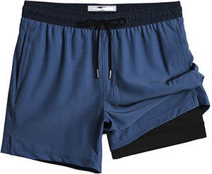 Pantalones cortos de doble capa para hombre, diseñados para entrenamiento, que ofrecen una sensación ligera y control de la humedad, lo que proporciona fuerza en el movimiento. - Product Image 5