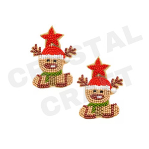 Pendientes de cuentas de flores múltiples para mujer, Día conmemorativo patriótico, Material de tela de Color naranja, blanco y azul - Product Image 6