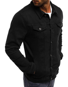 Men's High Quality Custom Design Casual Denim Jacket Waterproof Breathable Vintage Style Polyester <b>Shell</b> 280g Fabric Washed - Product Image 4