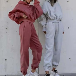Unisex Wholesale Trend Sports Street Fashionable Puff Print Logo Hoodie & Pant Sets Tracksuit/ Sweat <b>suit</b> Blank - Product Image 1