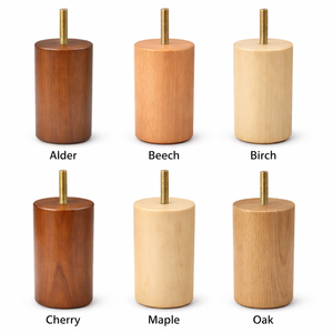 Pieds de canapé ronds hauts en bois massif de qualité supérieure, design traditionnel, pour salon, chambre à coucher, appartement, support de meubles - Product Image 3