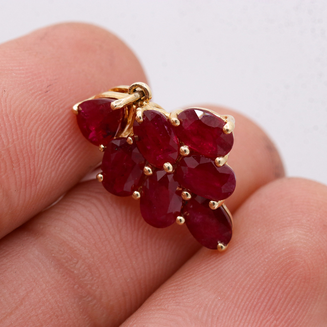 Precious High Quality Ruby 14k Solid Yellow Gold Handmade GIA Certified Women's Trendy Geometric Charm Pendant Jewelry Party