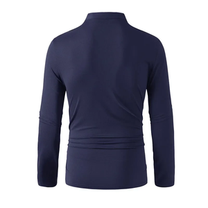 Nueva Camiseta de Verano para Hombre, Casual, Moderna, de Color Sólido, Manga Larga, Cuello Alto, 100% Algodón, Transpirable, Versátil y Cómoda - Product Image 3