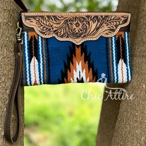 กระเป๋าคลัทช์หนังสไตล์ตะวันตก aztec สีน้ำตาลวินเทจกระเป๋าเครื่องมือหนังแท้ที่เป็นเอกลักษณ์ของ Aztec - Product Image 1