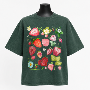 Camiseta Verde Extra Grande Personalizada para Mujer, con Estampado de Frutas, Manga Corta, Informal, de Algodón, al por Mayor - Product Image 1