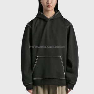 Sweat à capuche unisexe surdimensionné pour homme en coton épais de haute qualité avec logo personnalisé brodé - Product Image 2