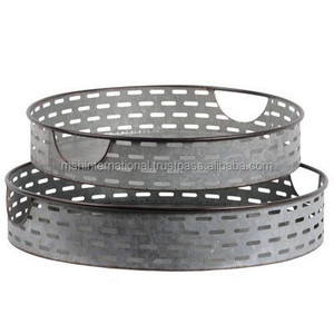 Rectangle <b>Silver</b> Storage Tray Perforated Design Art Deco Style Eco-Friendly for Living Room Tabletop Use Durable Indoor Decor - Product Image 5