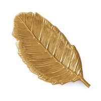 Plateau décoratif réutilisable en aluminium doré en forme de feuille de Malabar ou plateau en métal en forme de feuille de saule, style Art Déco