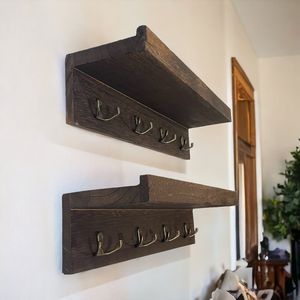 2 pezzi mensole sospese montate a parete in tessuto di metallo con gancio per chiavi per ufficio soggiorno o bagno multiuso porta borse per abbigliamento - Product Image 3