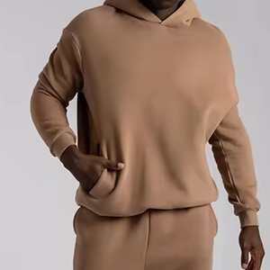 Sudaderas con capucha de gran tamaño de algodón 100% para hombre, ropa de calle gruesa y cuadrada sin cuerdas, sudaderas de invierno con estampado personalizado en forro polar - Product Image 1