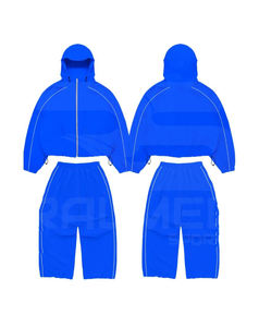 Survêtement pour homme en nylon 100%, pantalon et veste à capuche, logo personnalisé, imperméable, décontracté, coupe-vent - Product Image 4