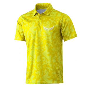 Men's <b>Blue</b> Camouflage <b>Polo</b> <b>Shirt</b> Short Sleeve Quick Dry Knitted Polyester Casual With Front Logo Print - Product Image 5
