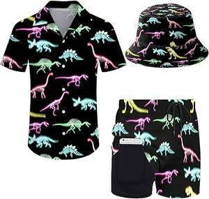 High Quality Summer Men's Casual Hawaiian Beach <b>Shirt</b> Two-Piece Set with Knitted Flannel Shorts <b>6XL</b> Size Printed <b>T</b>-<b>Shirts</b> - Product Image 3