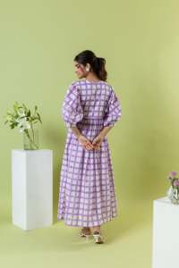 Gran oferta de vestidos Midi largos florales bohemios de media manga con cuello en V informales para mujer, vestido con estampado de bloque indio - Product Image 3