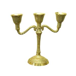 Creative Gold Finish <b>Brass</b> 3 Arm Candelabra Candle <b>Holder</b> Decorative Metal <b>Candlestick</b> Stand For Home Decor Affordable Price - Product Image 5