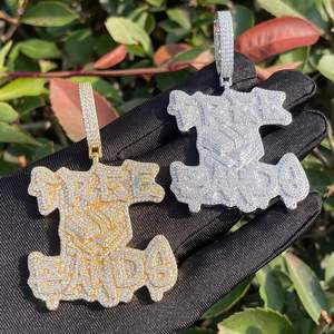 Colgante de Lujo Estilo Hip Hop para Hombre con Moissanita de Corte Brillante, Plata de Ley 925 Bañada en Oro de 14K, con Bandas Personalizadas Gratuitas - Product Image 5