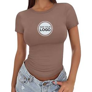 Camiseta deportiva de manga corta para mujer, camiseta elástica transpirable, camiseta ligera con cuello redondo, secado rápido, ajuste Regular para correr - Product Image 2