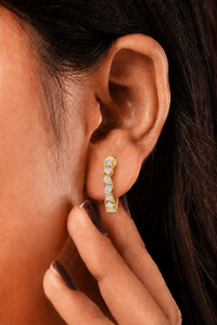 18K <b>Solid</b> Gold Multi Shape Lab Grown Diamond Inside <b>Hoop</b> <b>Earrings</b> E VVS Secure Screw Back Open <b>Hoops</b> <b>Earrings</b> Wholesale Jewelry - Product Image 2