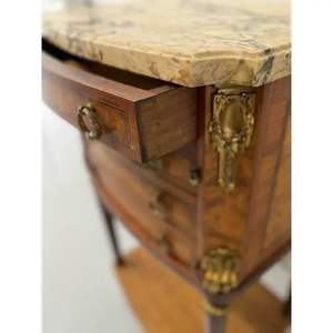 Exquisite French Style <b>Mahogany</b> Nightstand with Marble Top and Four Drawers | Hand-Crafted <b>Bedside</b> Cabinet for Luxury Bedroom De - Product Image 4