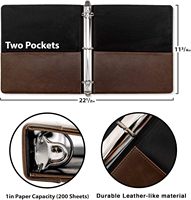 Penata Binder 3 cincin antik profesional, cincin bulat 1 inci ukuran lembaran 8.5 inci X 11 inci 2 saku dalam 1.6 "tulang belakang notebook