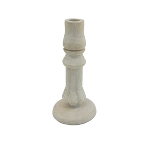 Bougeoir en bois de couleur naturelle pour la décoration intérieure Pièce maîtresse de table en bois et métal ivoire Design moderne - Product Image 2