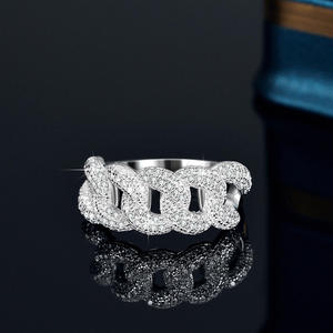 Bague de mariage classique demi-éternité personnalisée de haute qualité, pavé de moissanite de luxe, argent 925, chaîne cubaine, pour homme et femme - Product Image 5