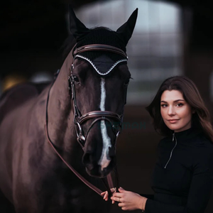 Breathable crochet fly <b>bonnet</b> lightweight washable horse ear cover Pakistan made equestrian gear comfortable fit ideal - Product Image 2