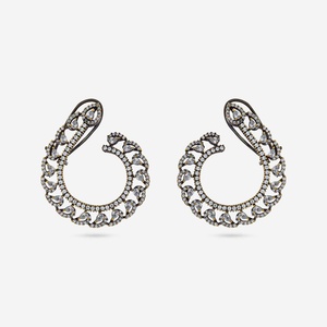 Zircon Hoop Stud Stylish Trendy Geometric Design Featuring Romantic Religious <b>Pearl</b> <b>Diamond</b> for Parties Made Zinc Alloy Brass - Product Image 1