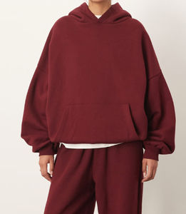 Sudadera con capucha de gran tamaño de algodón para mujer 2025, logotipo personalizado bordado, ajuste holgado, sudadera de lana con capucha lisa, ropa de calle para invierno - Product Image 3