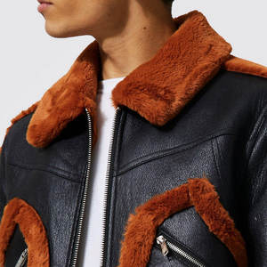 Sherpa Style Luxury Design <b>Men's</b> Shearling <b>Leather</b> <b>Jacket</b> Heavyweight Waterproof Inner Wool Fabric <b>Faux</b> Fur <b>Leather</b> <b>Jacket</b> - Product Image 6