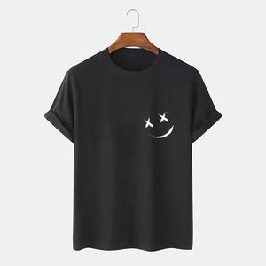 Venta al por mayor de logotipo personalizado impreso Verano de gran tamaño de algodón de peso pesado O-cuello de la camiseta para los hombres de estilo de punto Formal - Product Image 1
