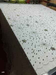 Robes de soirée de luxe de haute qualité, vert, tissu en dentelle à gros perles, broderie de perles, dentelle de mariée, style plaid, tricoté - Product Image 6