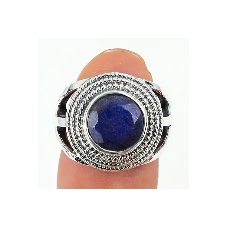 כחול ספיר חן בעבודת יד 925 מוצק סטרלינג כסף תכשיטי טבעת למכירה במחיר הטוב ביותר