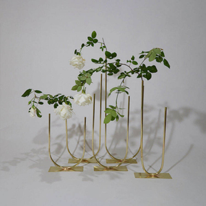 แจกันดอกไม้ทรงท่อเหล็กทองเหลืองทำมือสไตล์โมเดิร์น ตกแต่งสีทอง สำหรับตกแต่งบ้าน งานแต่งงาน ห้องนั่งเล่น และโต๊ะ - Product Image 3