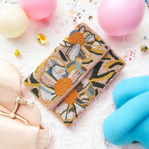 Floral Beaded Pastel for Pink Party Purse Orange White Bloom Embroidery Colorful Flower <b>Motif</b> Women Bohemian Messenger Bag Peach - Product Image 1