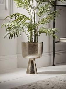 Ensemble de jardinières de sol modernes de luxe en métal argenté brossé, pots à fleurs cylindriques hauts en acier inoxydable pour intérieur - Product Image 5