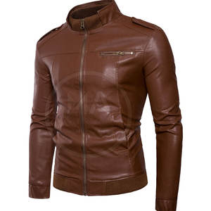 Veste en cuir grande taille en gros Veste en cuir à usage extérieur Veste en cuir à col montant pour hommes - Product Image 2