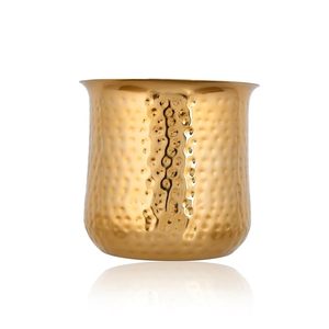 Maceta de metal martillado dorado de calidad superior para decoración de restaurante de jardín interior a bajo precio - Product Image 1