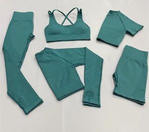 Conjunto Deportivo de 3 Piezas para Mujer, Cintura Alta, Sin Costuras, Resistente al Agua, Spandex/Nailon, para Gimnasio, Yoga, Manga Larga, Pantalones Cortos - Product Image 4