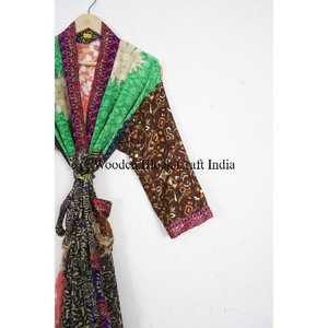 Hot Selling Floral Silk <b>Long</b> <b>Kimono</b> <b>Robe</b> for Women-Spring Season Wedding Party Home Spa Bohemian Style - Product Image 3