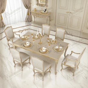 Juego de Sillas de Comedor de Lujo Estilo Francés, Acabado Dorado Tallado, Tapicería de Terciopelo para Banquetes y Hoteles - Product Image 5