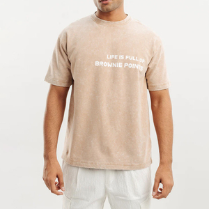 เสื้อยืดผู้ชายลายกราฟิกโอเวอร์ไซส์280gsm สีพื้นเสื้อยืดผ้าฝ้ายหนักแบบกำหนดเอง - Product Image 1