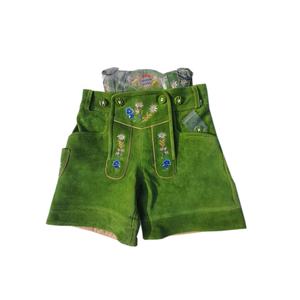 Pantalones cortos de cuero bávaro para hombre de mezclilla verde antiarrugas Oktoberfest Lederhosen con logotipos vintage XS a 6XL Conjunto de estilo informal - Product Image 1