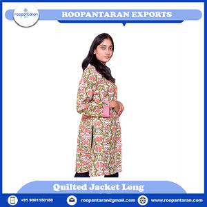 Veste matelassée à la mode pour femmes, imprimée à la main, rembourrée avec une couche de coton doux, vestes matelassées pour femmes en vente - Product Image 4