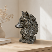 Sculpture de tête de loup en pierre naturelle polie à la main, sculpture animale en cristal pour la décoration de la maison et du bureau, et cadeau pour collectionneur