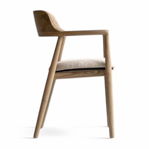 Fauteuil en bois massif naturel Sungkai Chaises de salle à manger à grain léger Coussin amovible Élégance en bois courbé Entrepôt de bureau à domicile - Product Image 2