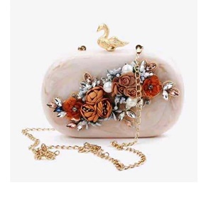 Bolso de Mano de Resina de Lujo con Diseño de Mármol Medianoche para Mujer, Decoración Elegante con Flores de Diamantes, Diseño Clásico de Moda, Accesorio de Fiesta, Impermeable - Product Image 5